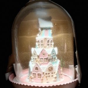 34th & Pine Pastel Miniature Sugar Gingerbread Castle Dome Cloche on Pedestal